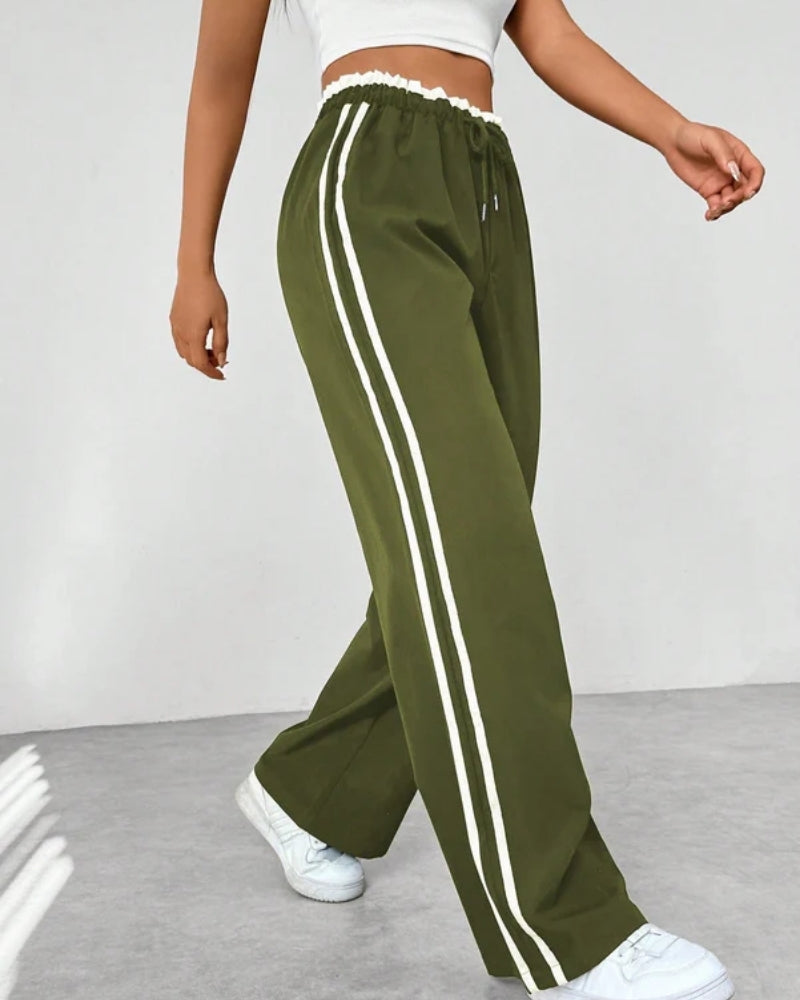 Jogginghose mit weitem Bein – Damenhose mit doppelten Seitenstreifen