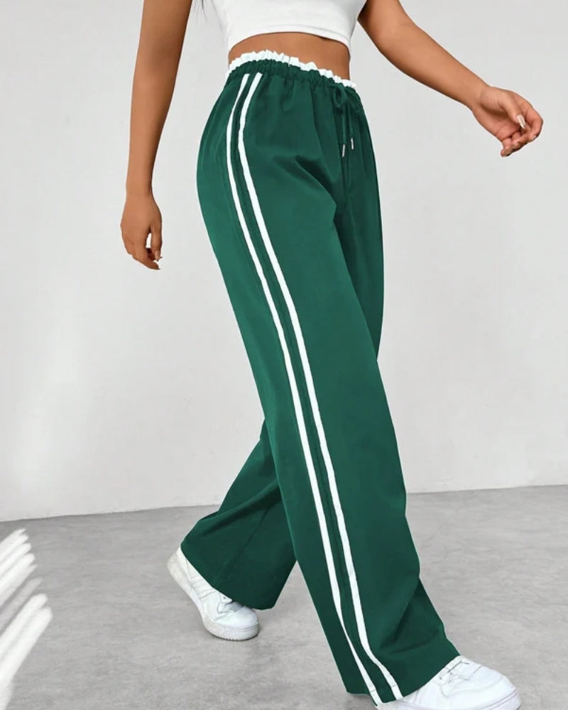 Jogginghose mit weitem Bein – Damenhose mit doppelten Seitenstreifen