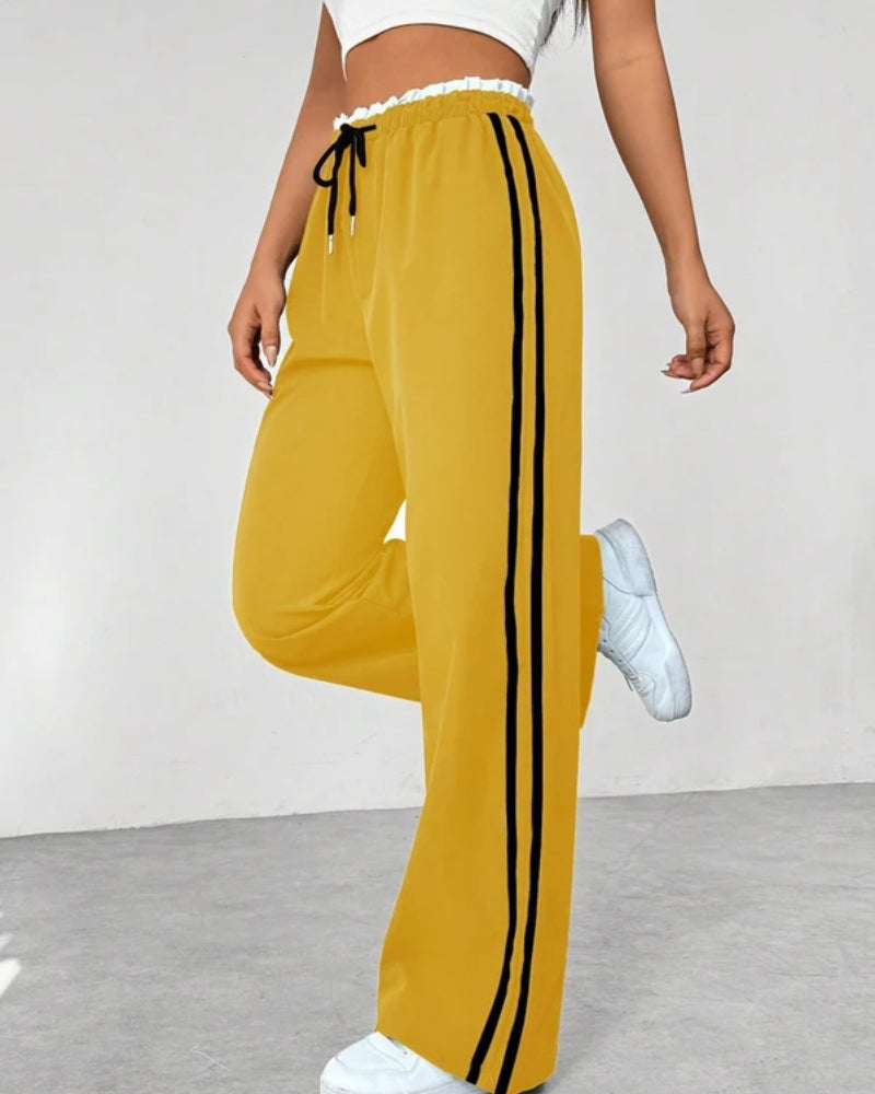 Jogginghose mit weitem Bein – Damenhose mit doppelten Seitenstreifen