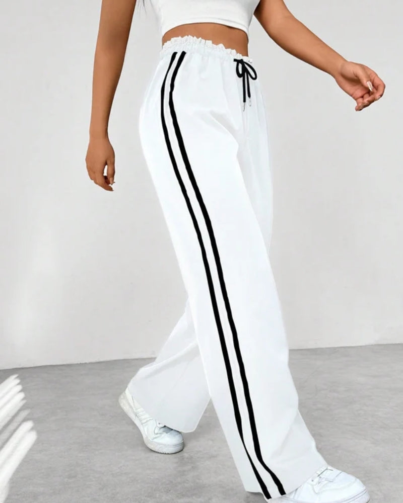 Jogginghose mit weitem Bein – Damenhose mit doppelten Seitenstreifen