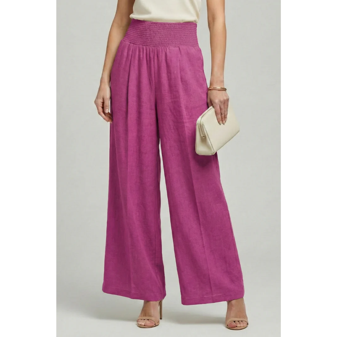 Kaja | Damen Palazzo Hose Mit Hoher Taille Und Falten