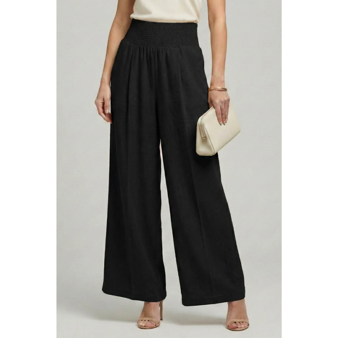 Kaja | Damen Palazzo Hose Mit Hoher Taille Und Falten