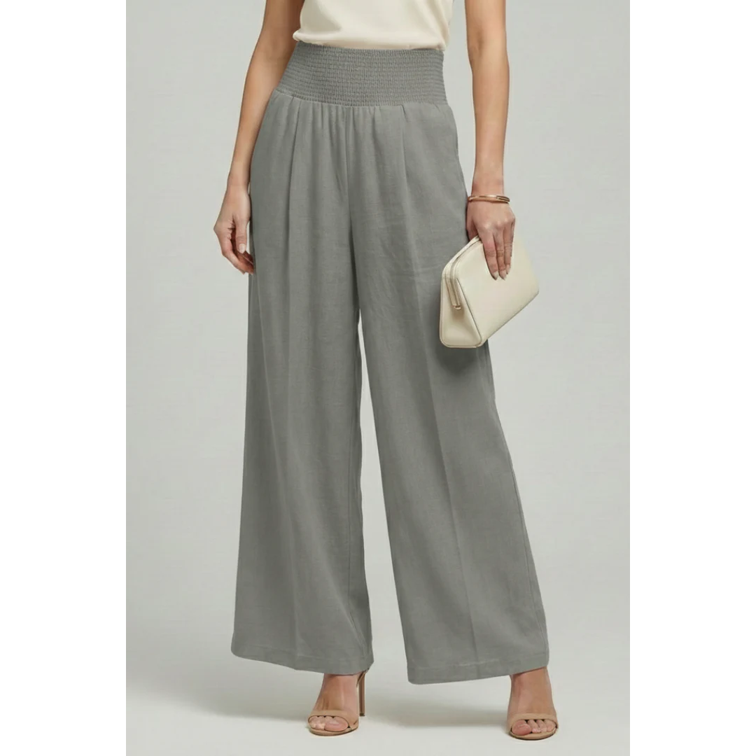 Kaja | Damen Palazzo Hose Mit Hoher Taille Und Falten