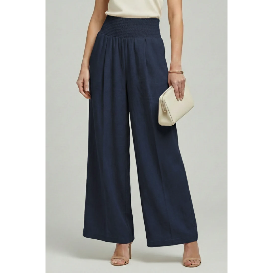 Kaja | Damen Palazzo Hose Mit Hoher Taille Und Falten