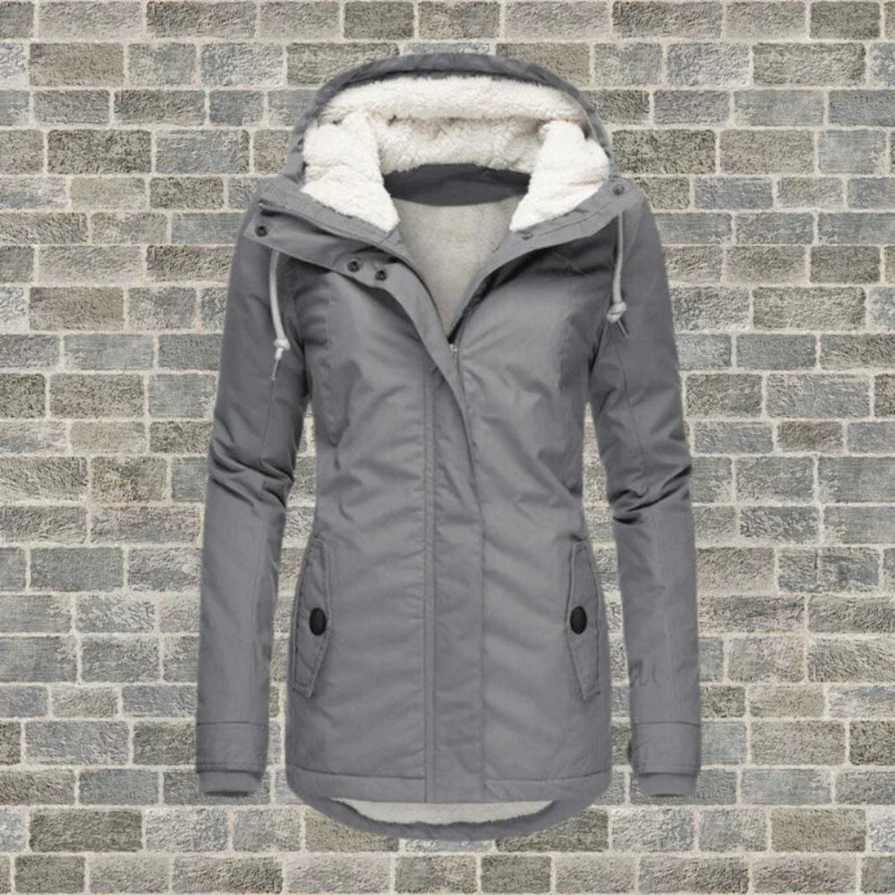 Kapuzen-Winterjacke für Damen – Bequemer langer Mantel mit Taschen