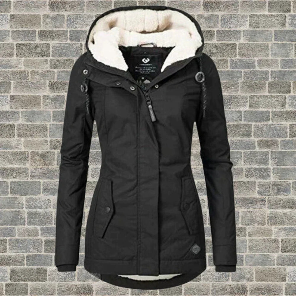 Kapuzen-Winterjacke für Damen – Bequemer langer Mantel mit Taschen