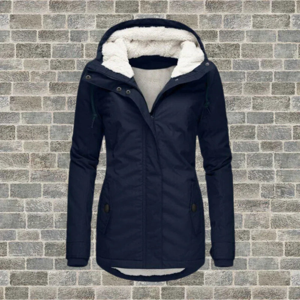 Kapuzen-Winterjacke für Damen – Bequemer langer Mantel mit Taschen