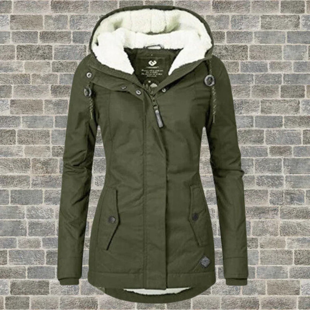 Kapuzen-Winterjacke für Damen – Bequemer langer Mantel mit Taschen