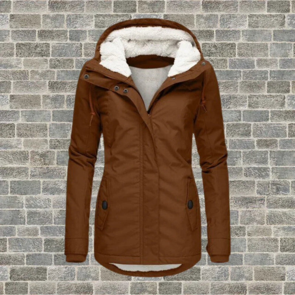 Kapuzen-Winterjacke für Damen – Bequemer langer Mantel mit Taschen