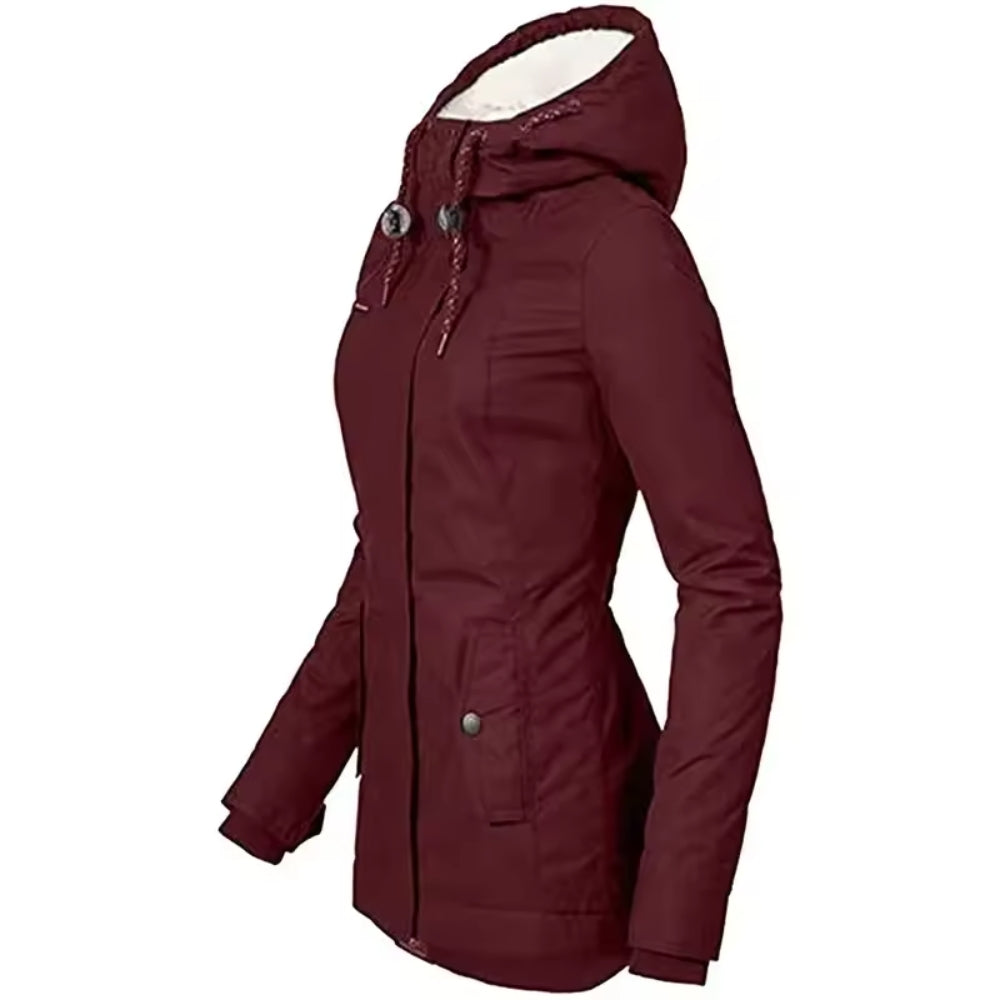 Kapuzen-Winterjacke für Damen – Bequemer langer Mantel mit Taschen