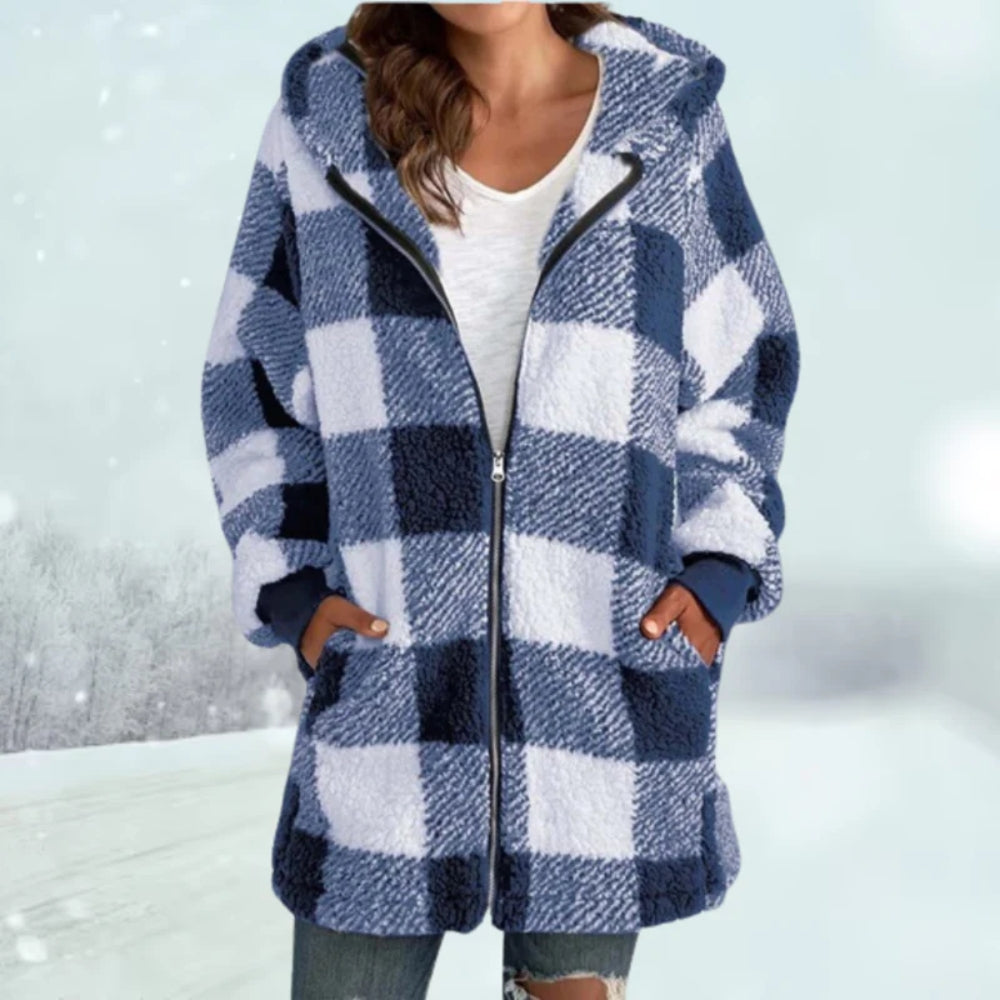 Karierte Winterjacke für Damen - warm und gemütlich