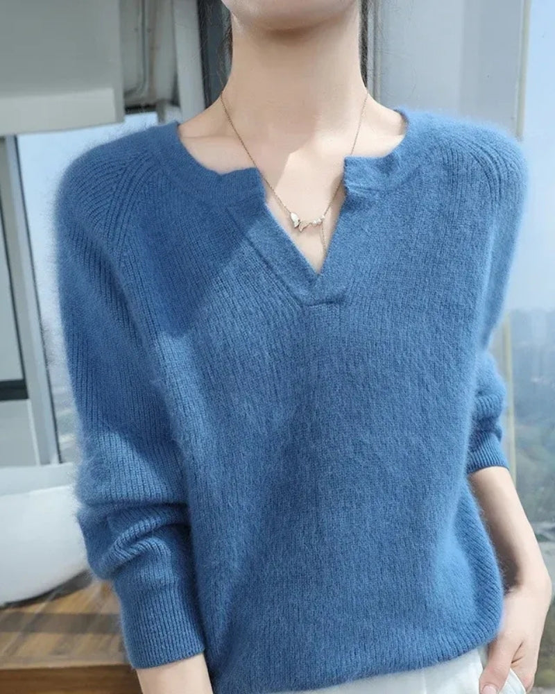 Kaschmirpullover Damen – V-Ausschnitt Pullover aus 100 % Mink Kaschmir für Herbst und Winter