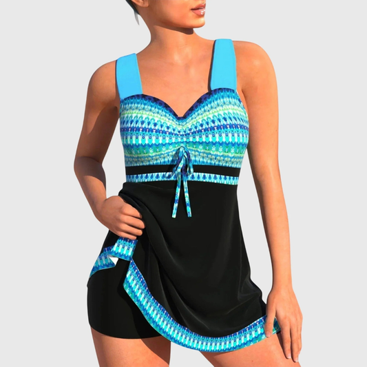 Kerstin | Damen Blau Tankini Set mit schlichtem Design