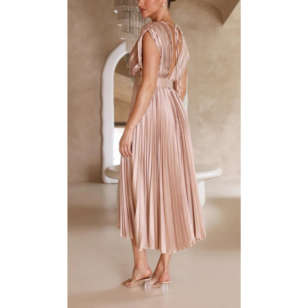 Kirsten | Damen Midi Kleid mit Plissee für Hochzeiten