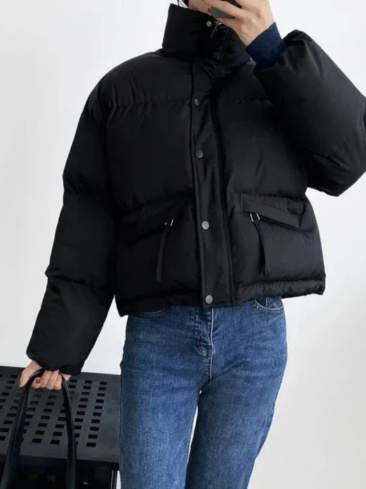Klassische Damen-Winterjacke – Glänzende Optik, bequem zu tragen