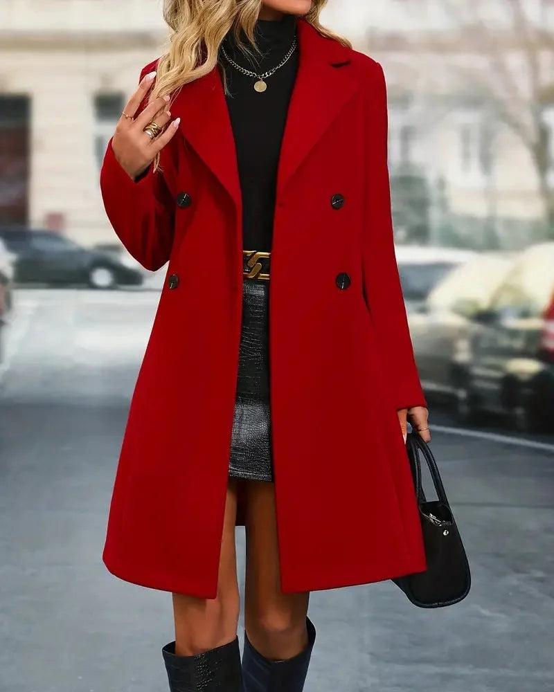 Klassische mittellange Winterjacke - zweireihige Knopfleiste im Trench-Stil