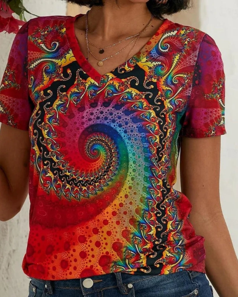 Kurzärmeliges Damen Sommertop mit V-Ausschnitt – Schlichtes Top für warme Tage