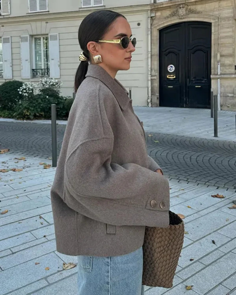 Kurzer Mantel im modernen Stil – Winterjacke Damen mit weiter Passform