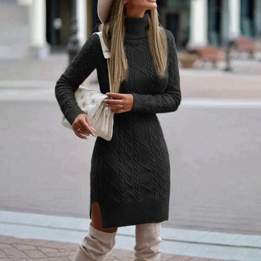 Kuscheliges Winter-Strick-Minikleid - Tages- und Abendgarderobe