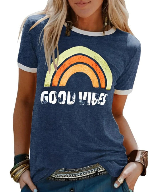 Lässig Damen T-Shirt mit Print | Sommer Kurzarm