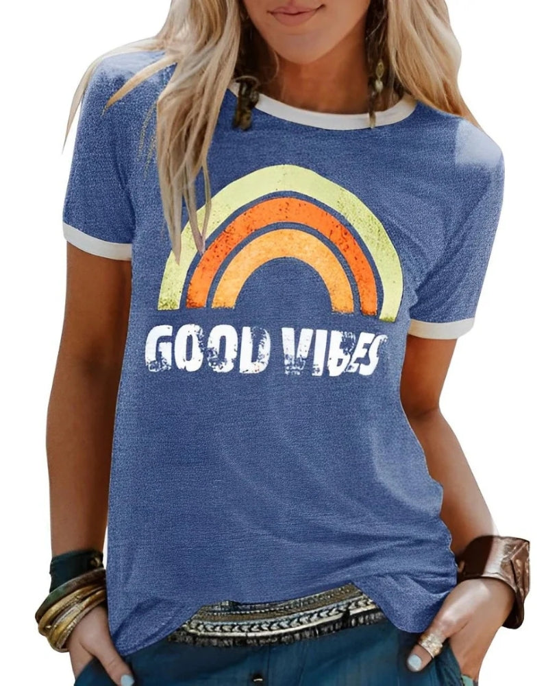 Lässig Damen T-Shirt mit Print | Sommer Kurzarm