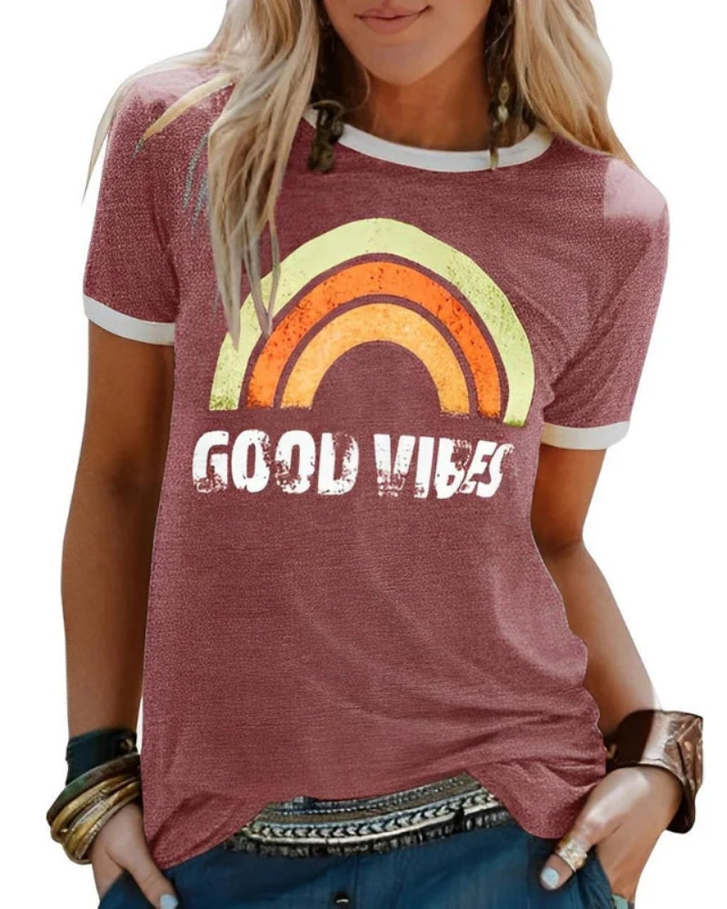 Lässig Damen T-Shirt mit Print | Sommer Kurzarm
