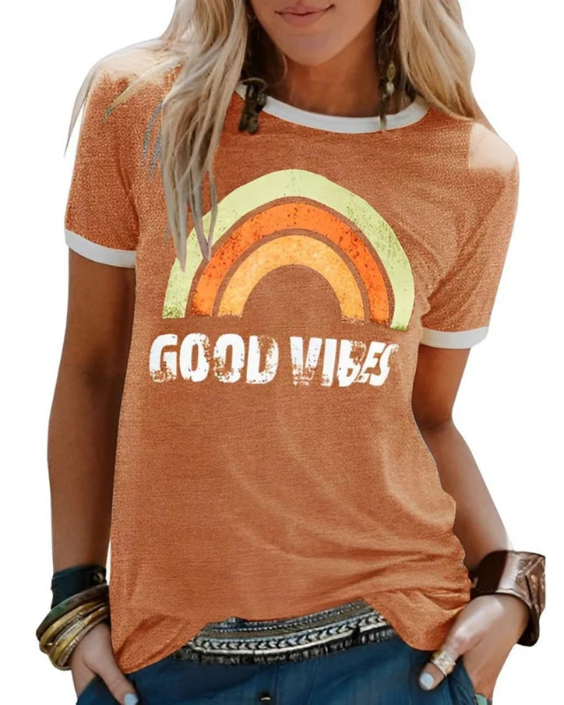 Lässig Damen T-Shirt mit Print | Sommer Kurzarm