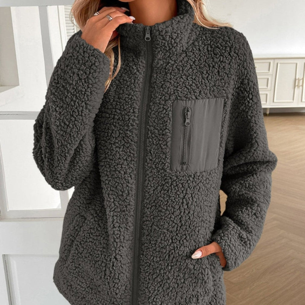 Lässige Winterjacke mit Reißverschluss für Frauen - Leichter, warmer Mantel