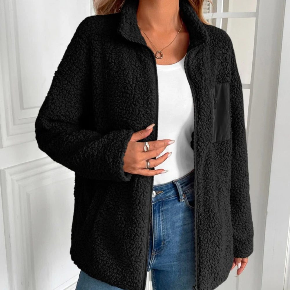 Lässige Winterjacke mit Reißverschluss für Frauen - Leichter, warmer Mantel
