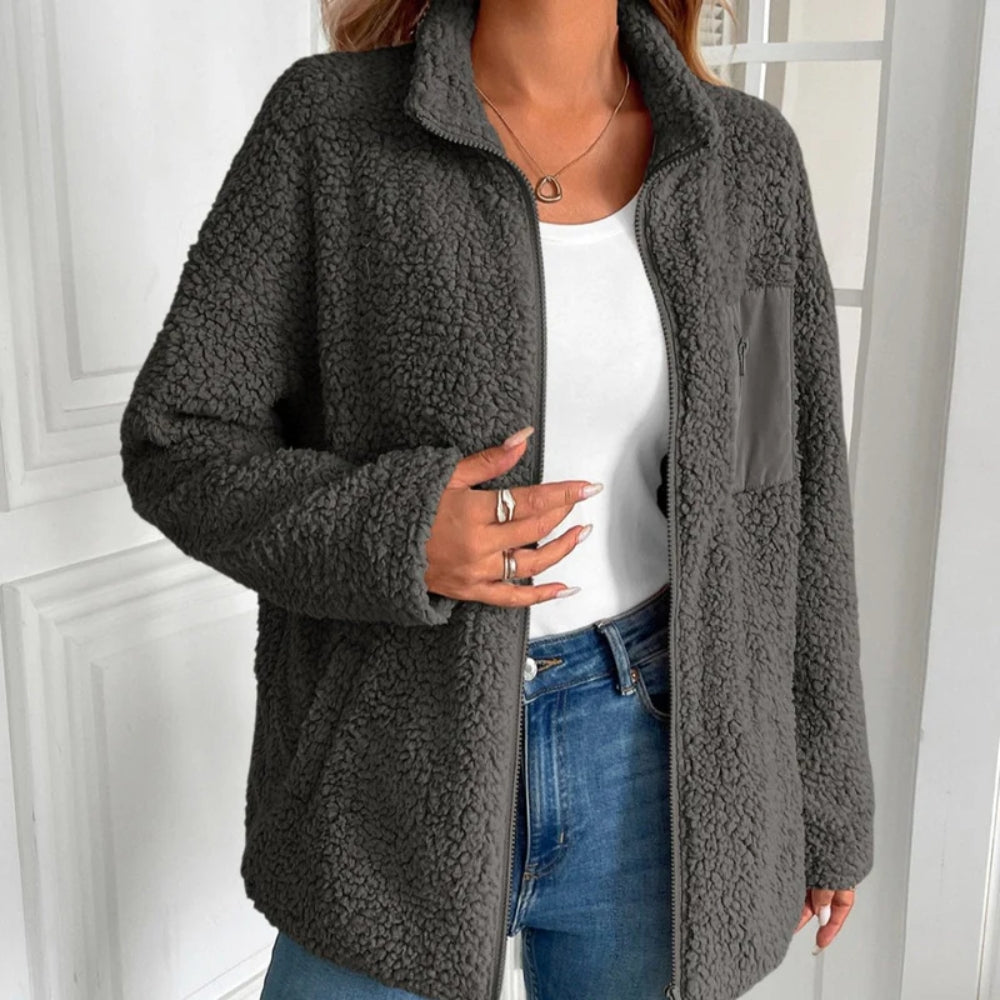 Lässige Winterjacke mit Reißverschluss für Frauen - Leichter, warmer Mantel