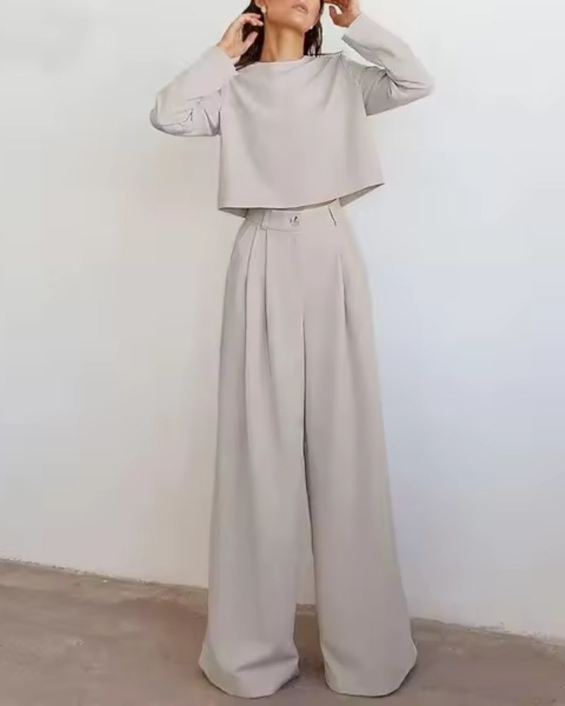 Langärmeliges Shirt mit weiter Hose - Zweiteiliges Set für Damen