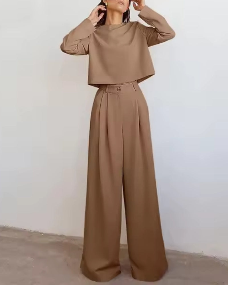Langärmeliges Shirt mit weiter Hose - Zweiteiliges Set für Damen