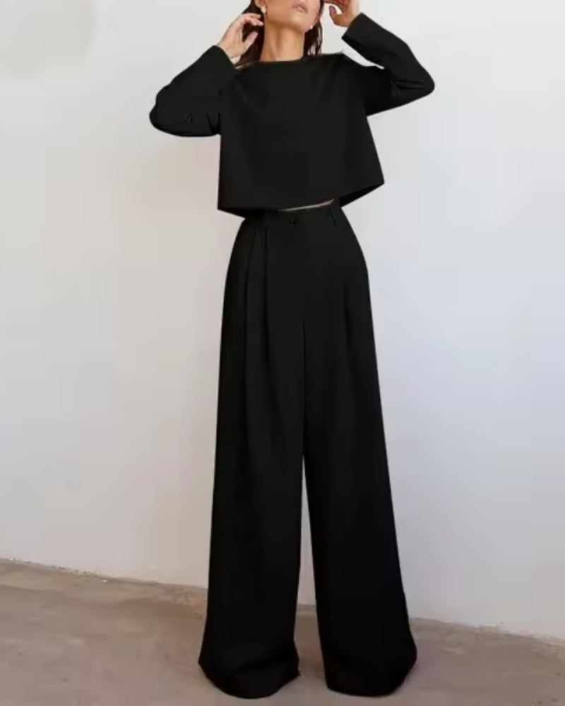 Langärmeliges Shirt mit weiter Hose - Zweiteiliges Set für Damen