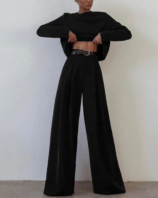 Langärmeliges Shirt mit weiter Hose - Zweiteiliges Set für Damen