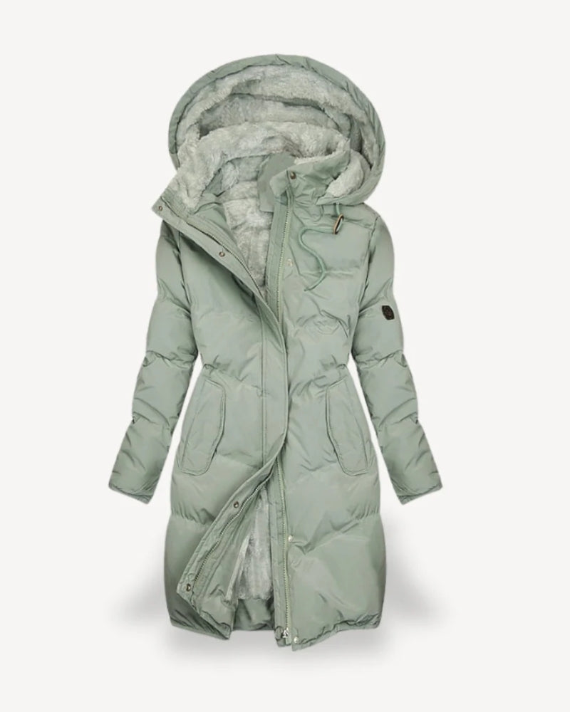 Lange Damen Winterjacke – Gefütterte Pufferjacke mit Fleece Innenfutter für kalte Wintertage