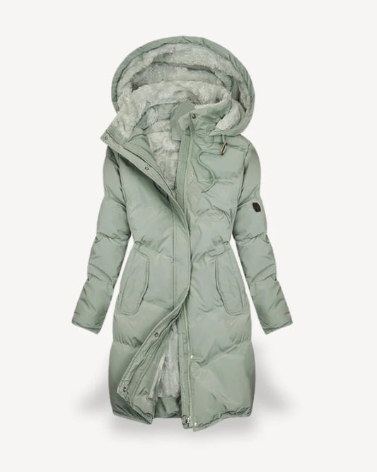 Lange Damen Winterjacke – Gefütterte Pufferjacke mit Fleece Innenfutter für kalte Wintertage