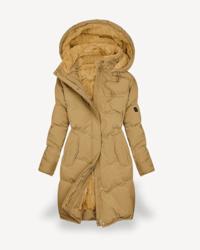 Lange Damen Winterjacke – Gefütterte Pufferjacke mit Fleece Innenfutter für kalte Wintertage