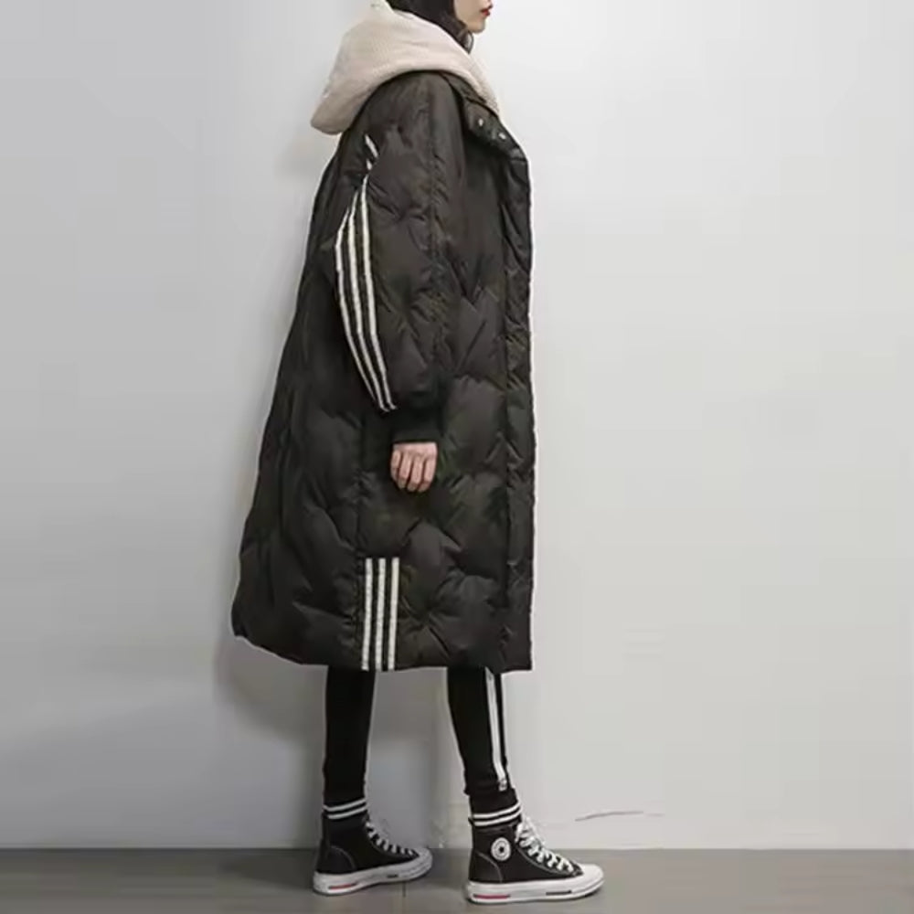 Lange Puffer-Winterjacke für Frauen – Wärmendes, Gestepptes Design