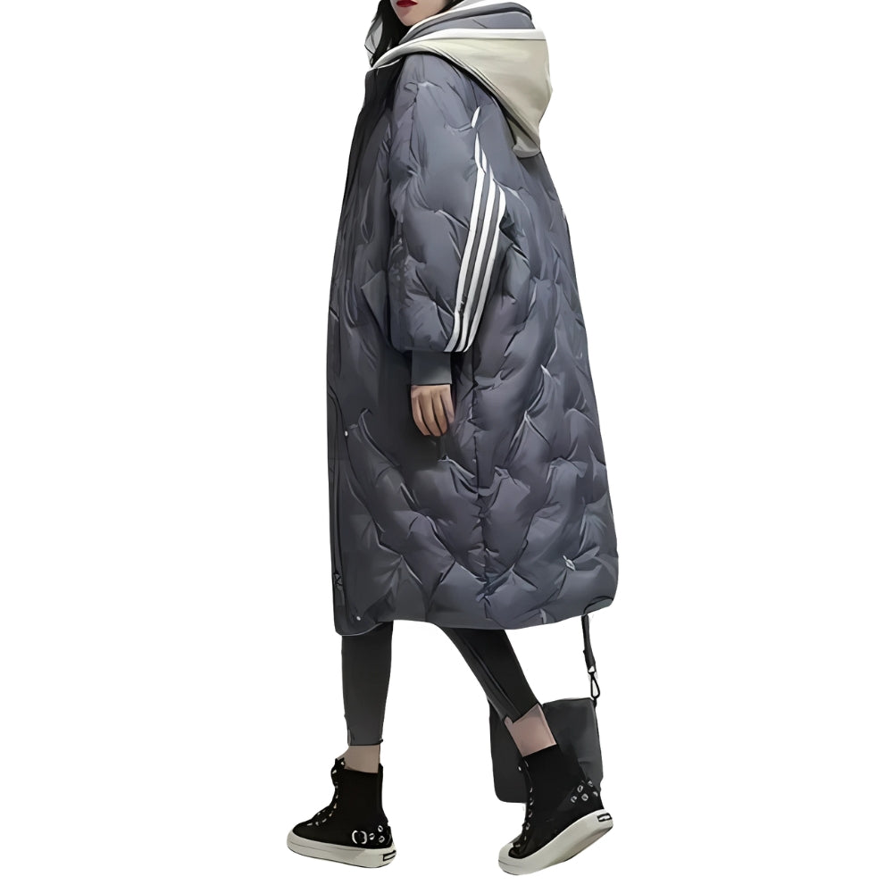 Lange Puffer-Winterjacke für Frauen – Wärmendes, Gestepptes Design