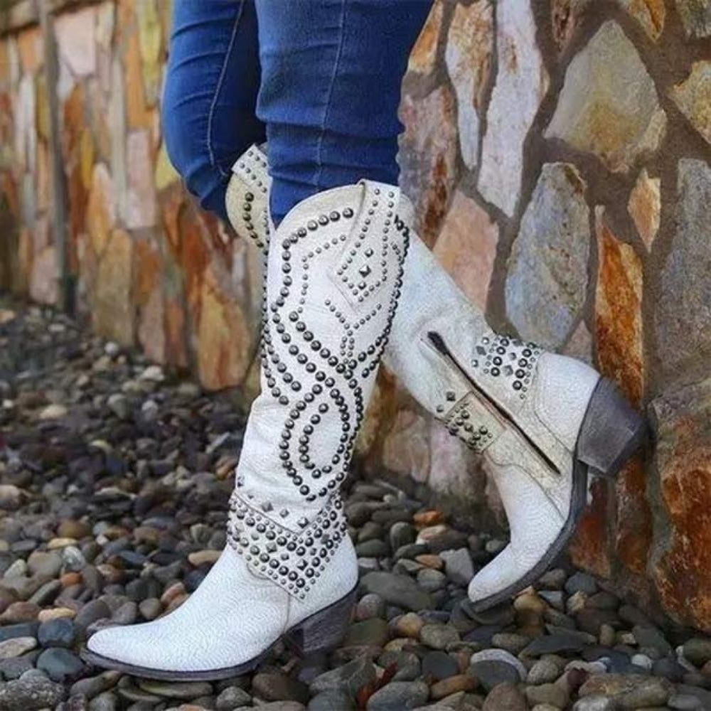 Lange Stiefel im Westernstil - Vielseitiger Stil mit bequemem Absatz