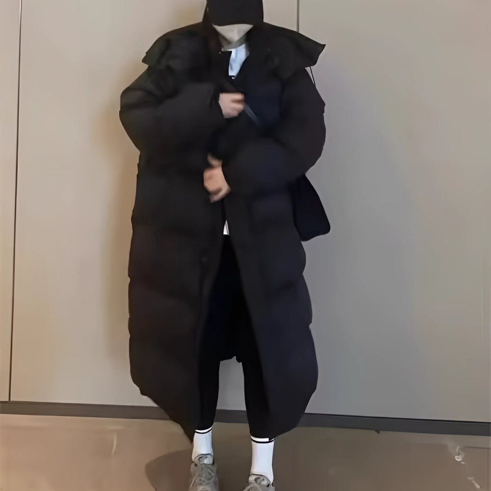 Lange Winterjacke für Frauen - Leichte Pufferjacke mit Kapuze