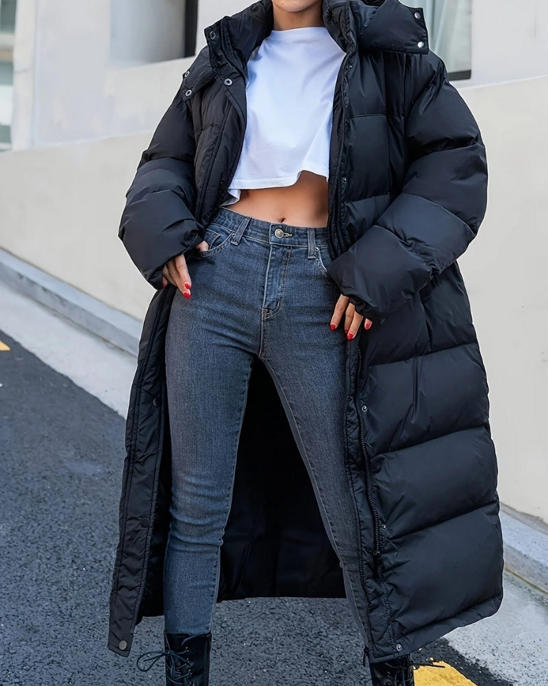 Lange Winterjacke für Frauen - Stylische Pufferjacke mit langen Ärmeln