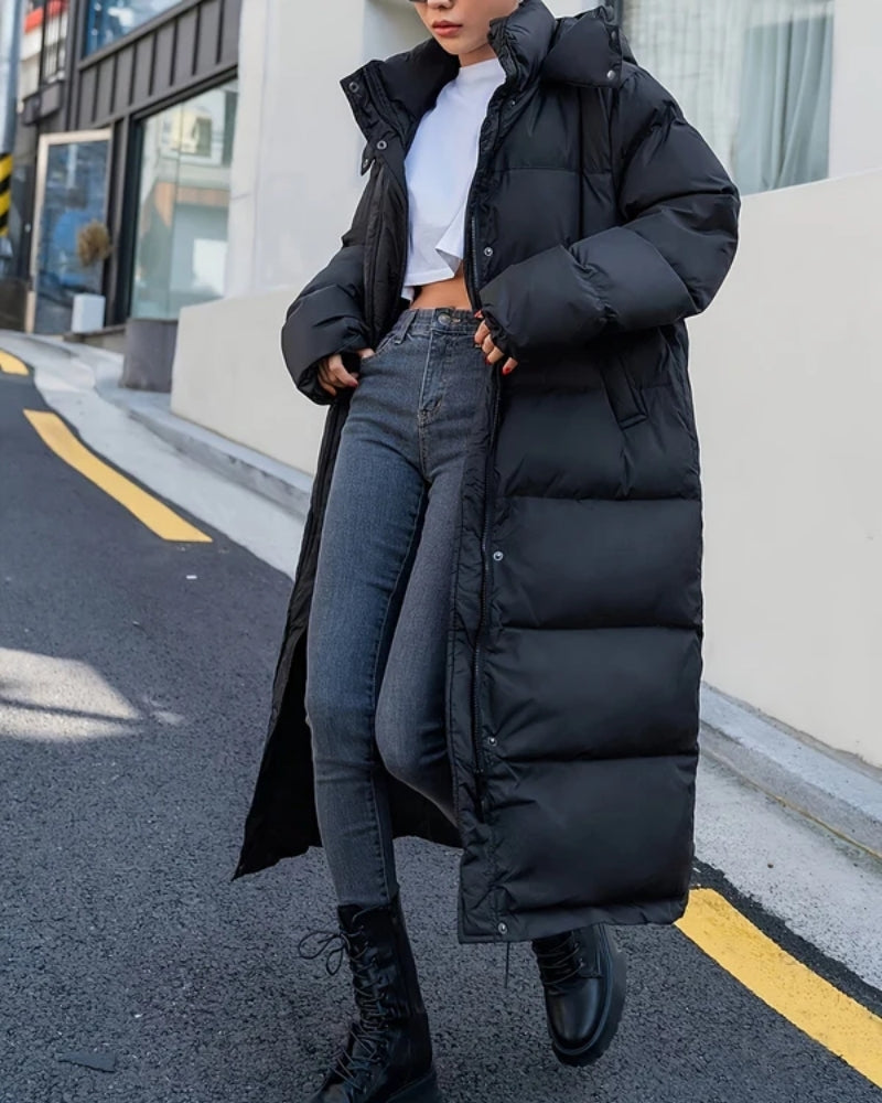 Lange Winterjacke für Frauen - Stylische Pufferjacke mit langen Ärmeln