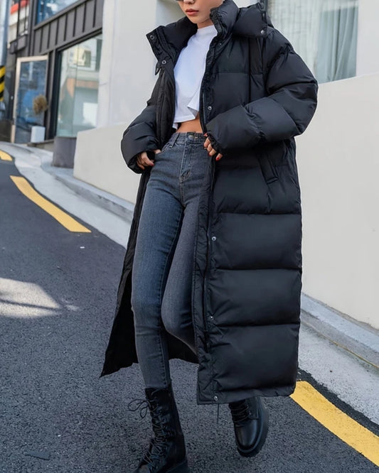 Lange Winterjacke für Frauen - Stylische Pufferjacke mit langen Ärmeln