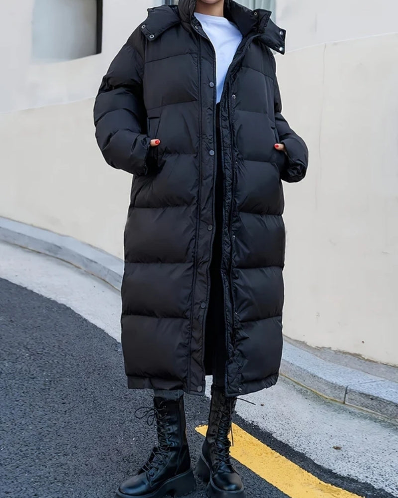Lange Winterjacke für Frauen - Stylische Pufferjacke mit langen Ärmeln