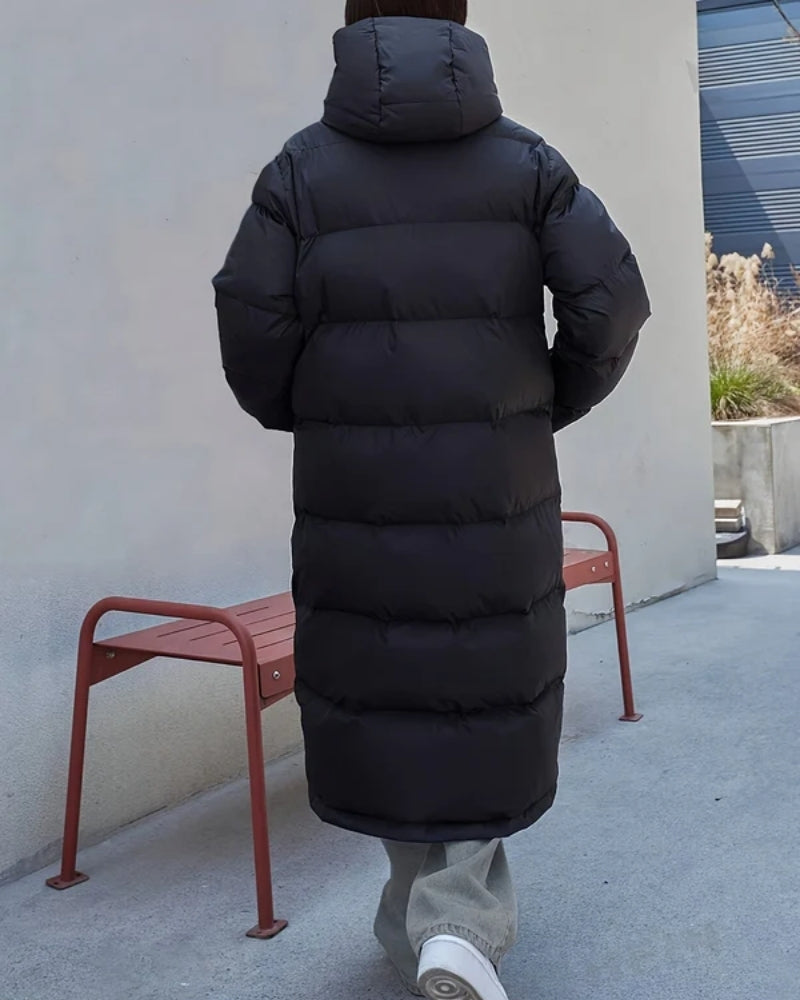 Lange Winterjacke für Frauen - Stylische Pufferjacke mit langen Ärmeln