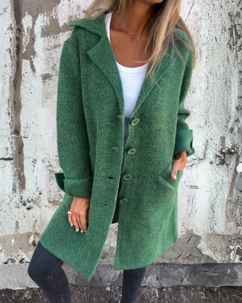 Lange Winterjacke für Damen - moderner gerader Schnitt mit umgeschlagenen Ärmeln