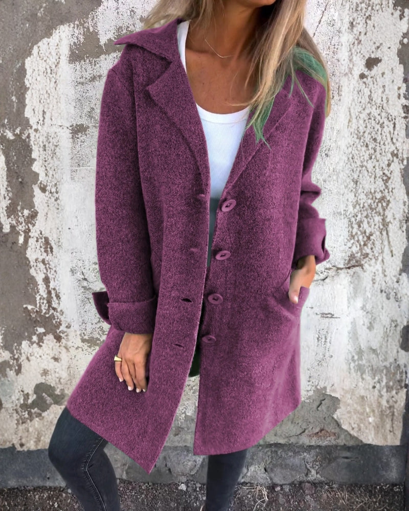 Lange Winterjacke für Damen - moderner gerader Schnitt mit umgeschlagenen Ärmeln