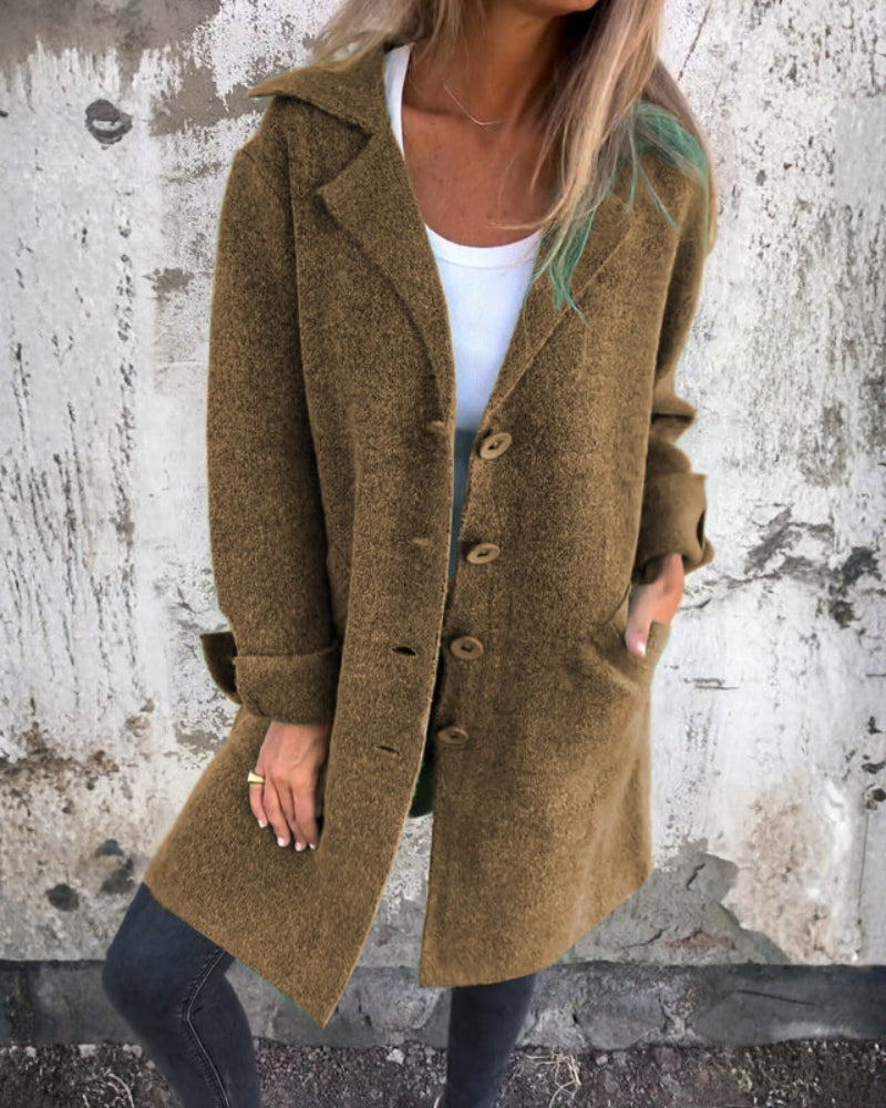 Lange Winterjacke für Damen - moderner gerader Schnitt mit umgeschlagenen Ärmeln