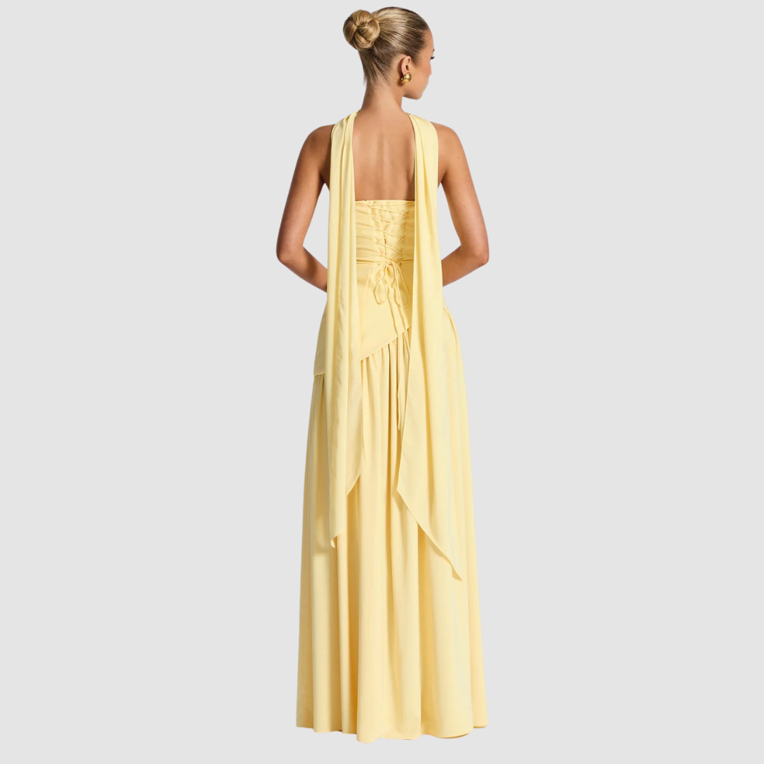 Langes Abendkleid Damen – Trägerloses Maxikleid mit Oberteilschal und Hohem Schlitz